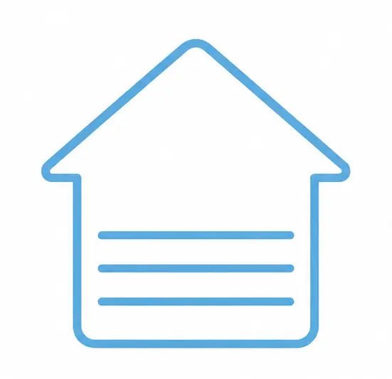 Icon showing heat loss through the attic with warm air rising through the roof, representing poor insulation and energy loss in a home
